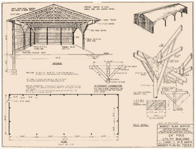 Free  Post  Frame  Pole Barn Building  Plans  from the MidWest 